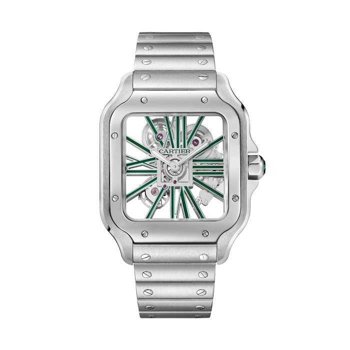 Santos De Cartier Watch, Skeleton, Large Model, Manufacture Mechanical Movement With Manual Winding